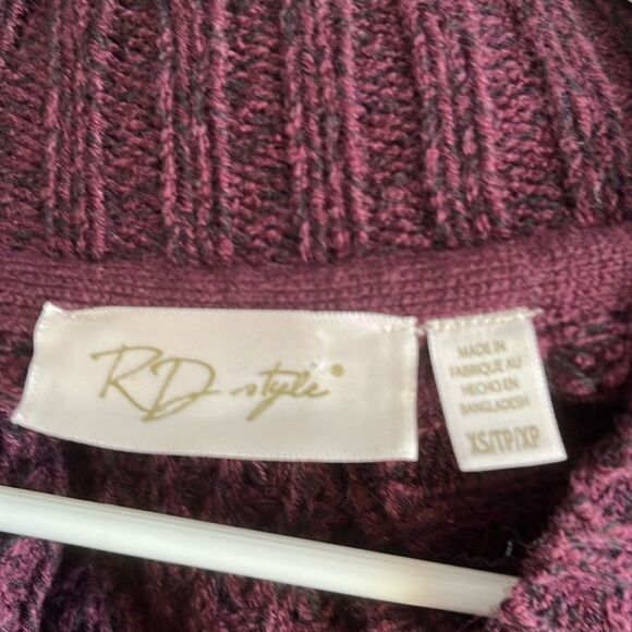 RD style‎ women’s cardigan sweater Size XS plum open front longline pockets NEW - Picture 2 of 8